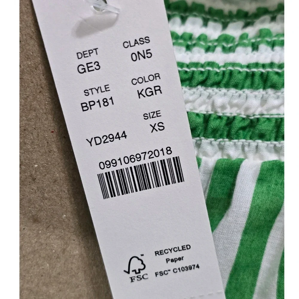 J. Crew Green White Striped Convertible Beach Sarong Halter Dress XS